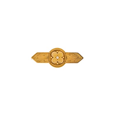 Lot 1068 - Antique Gold and Diamond Bar Brooch