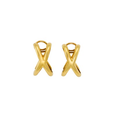 Lot 1043 - Pair of Gold 'X' Earclips