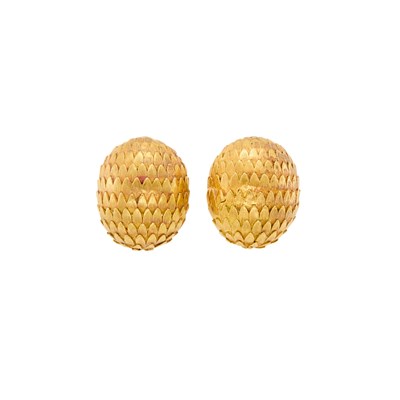 Lot 1024 - Pair of Gold Dome Earclips