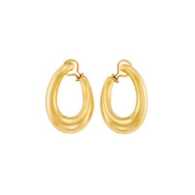 Lot 1204 - Pair of Gold Hoop Earclips
