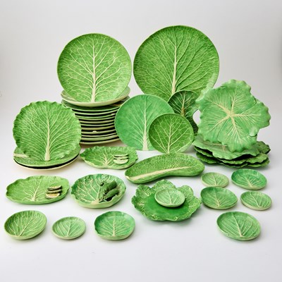 Lot 103 - An Extensive Assembled Dodie Thayer Green Glazed Earthenware Lettuce Ware Collection