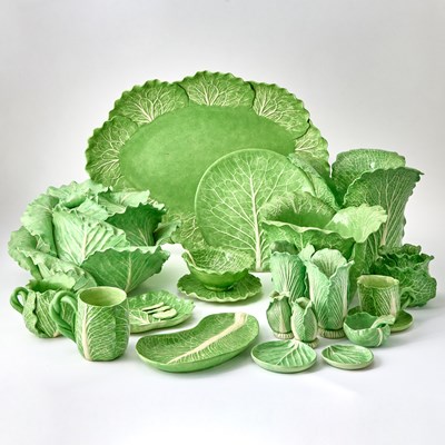 Lot 103 - An Extensive Assembled Dodie Thayer Green Glazed Earthenware Lettuce Ware Collection