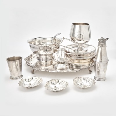 Lot 82 - Large Group of American, English, Spainish, and Italian Silver-Plate Horse Trophies