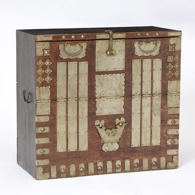 Lot 92 - Korean Brass-Mounted Elmwood Bandaji Chest