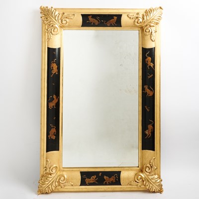 Lot 136 - Regency Style Parcel-Gilt and Japanned Mirror