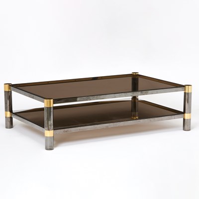 Lot 137 - Karl Springer Brass and Glass Low Table