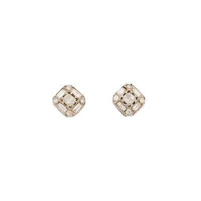 Lot 2134 - Pair of White Gold and Diamond Earrings