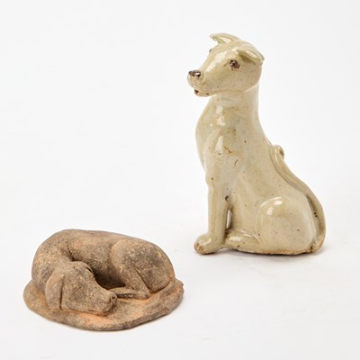 Lot 151 - Two Chinese Pottery Figures of Hounds