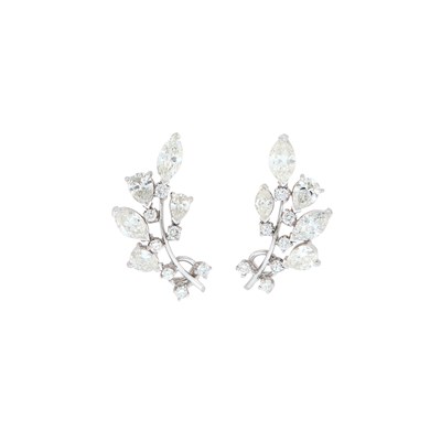 Lot 48 - Pair of Platinum and Diamond Earclips