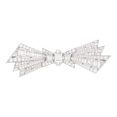 Lot 80 - Platinum and Diamond Bow Brooch