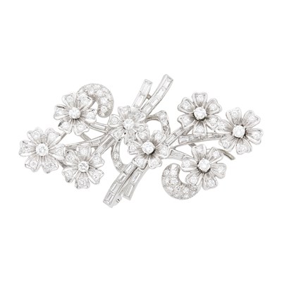 Lot 50 - Platinum, White Gold and Diamond Double Clip-Brooch