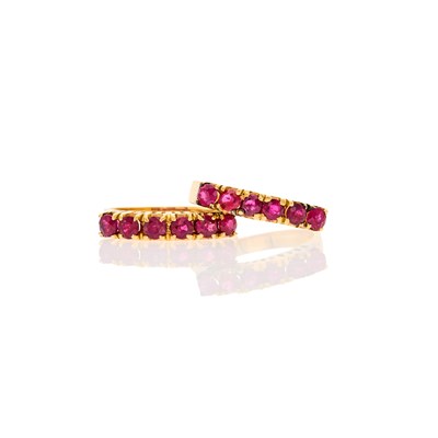 Lot 2209 - Pair of Gold and Ruby Band Rings