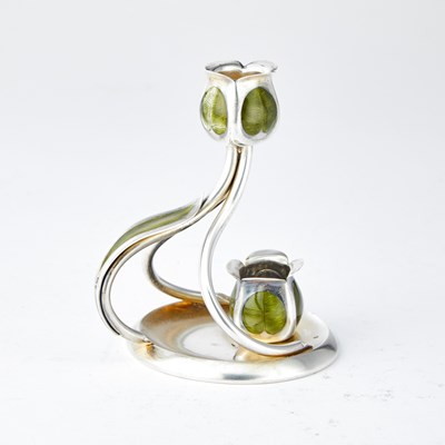 Lot 245 - Austrian Jugenstil Silver and Enamel Chamberstick