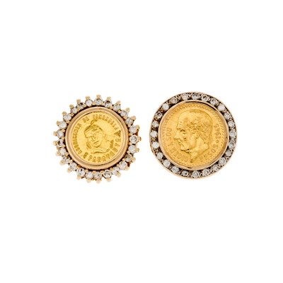 Lot 1250 - Two Gold, Gold Coin and Diamond Rings