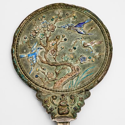 Lot 24 - A Chinese Cloisonne Enamel Mirror
