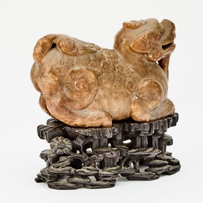 Lot 61 - A Chinese Soapstone Carving of a Recumbent Mythical Beast