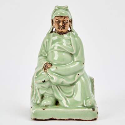 Lot 126 - A Chinese Longquan-Type Celadon Glazed Figure of Guandi