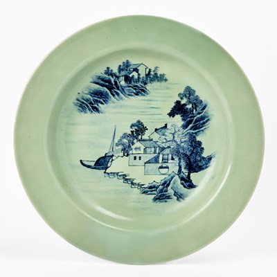 Lot 98 - A Chinese Celadon Glazed Porcelain Charger