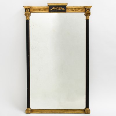 Lot 134 - Regency Style Gilt and Black Painted Mirror