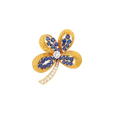 Lot 121 - Cartier Paris Gold, Diamond and Sapphire Clip