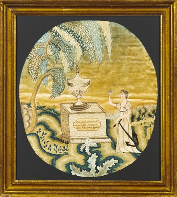 Lot 174 - Silk-Embroidered and Painted Mourning Picture