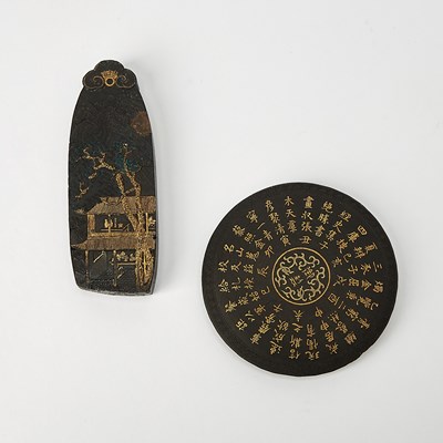 Lot 398 - Two Chinese Gilt Decorated Ink Sticks