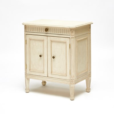 Lot 170 - Neoclassical Style White Painted Wood Two-Door Bedside Cabinet