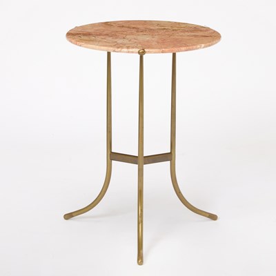Lot 394 - Cedric Hartman Brass and Marble Top Side Table