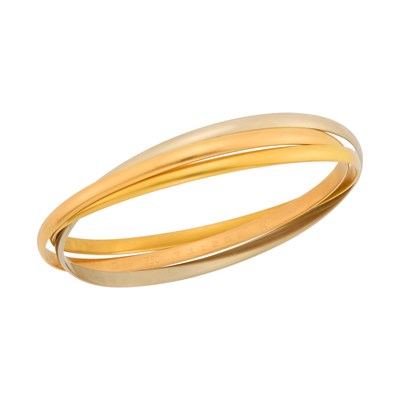 Lot 150 - Cartier Tricolor Gold 'Trinity' Bangle Bracelet