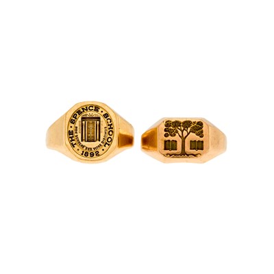 Lot 1240 - Bailey, Banks & Biddle Low Karat Gold Signet Ring and Dieges & Clust Gold 'The Spence School' Ring