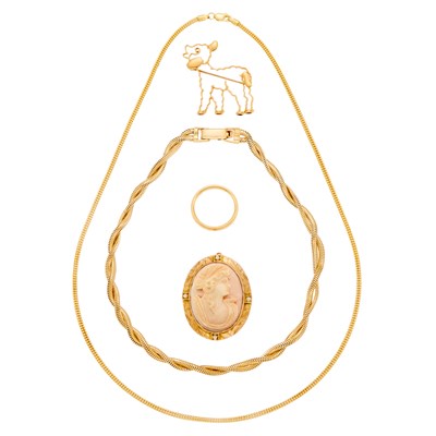 Lot 1258 - Group of Gold and Low Karat Jewelry