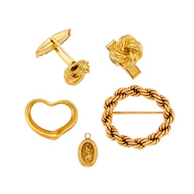 Lot 1262 - Group of Gold amd Gilt-Metal Jewelry