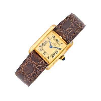 Lot 1047 - Must de Cartier Silver-Gilt 'Tank' Wristwatch