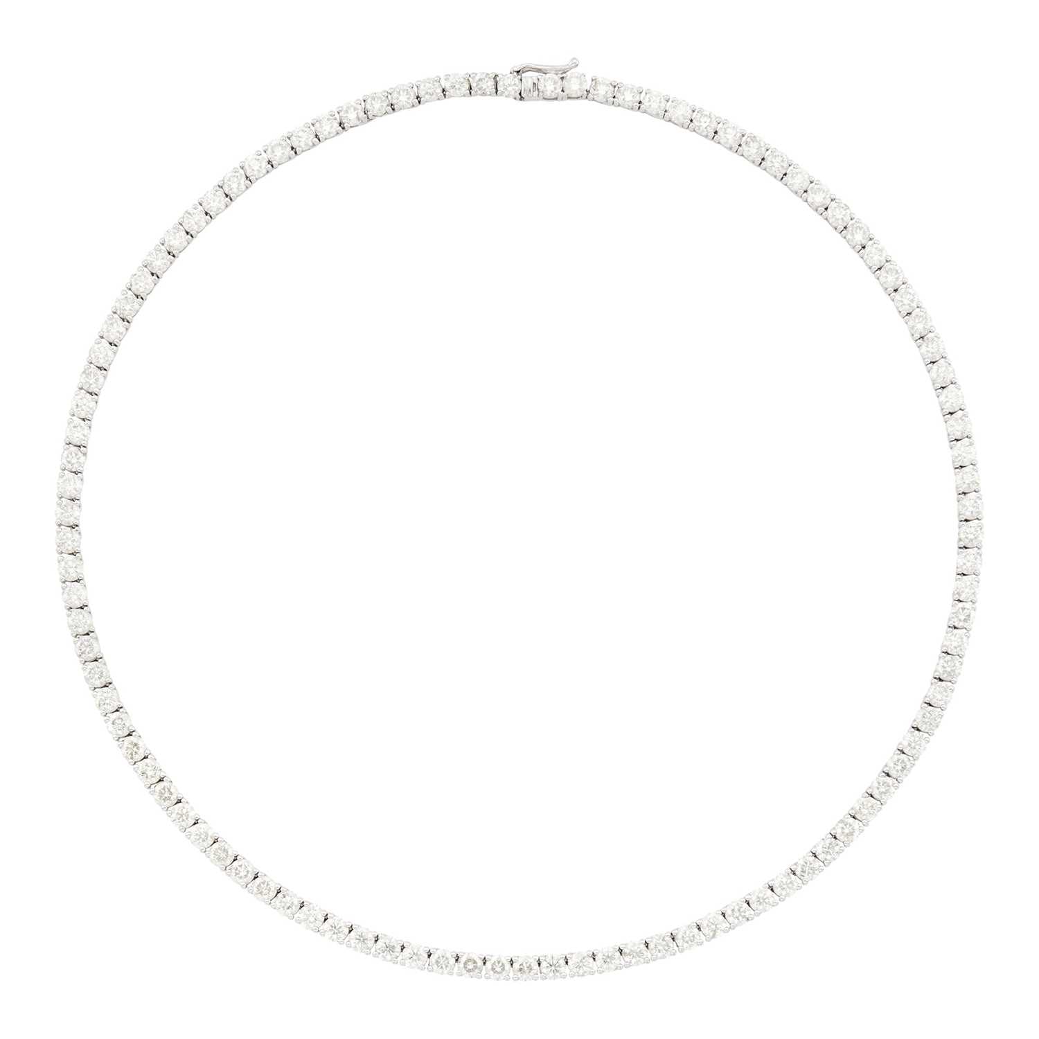 Lot 1074 - White Gold and Diamond Necklace