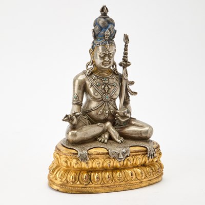 Lot 322 - A Large and Rare Tibetan Parcel Gilt Mixed Metal Alloy Figure of Tsangnyon Heruka