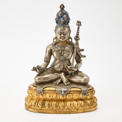 Lot 322 - A Large and Rare Tibetan Parcel Gilt Mixed Metal Alloy Figure of Tsangnyon Heruka