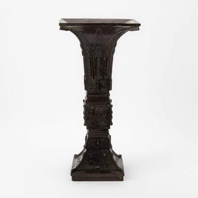 Lot 90 - A Large Chinese Bronze Archaistic Gu-form Vase