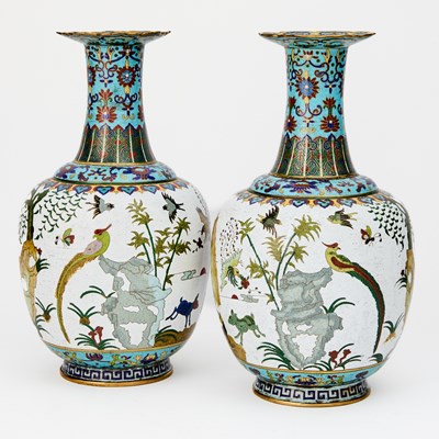 Lot 511 - A Pair of Chinese Cloisonne Enamel Vases