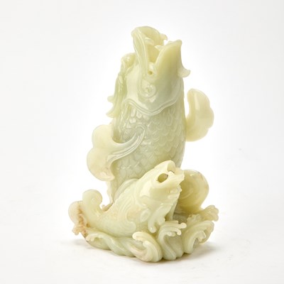 Lot 56 - A Chinese Celadon Jade Carving of a Figural Group