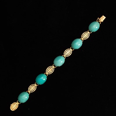 Lot 118 - 14KT Gold and Turquoise Link Bracelet