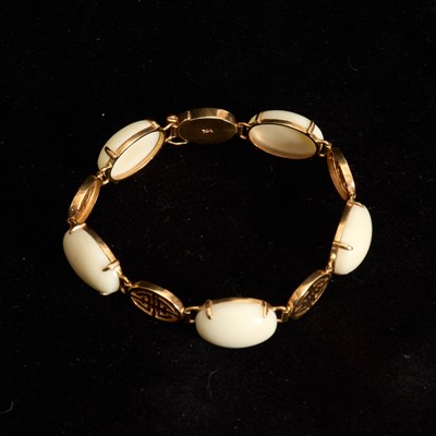 Lot 375 - 14KT Gold and White Coral Link Bracelet