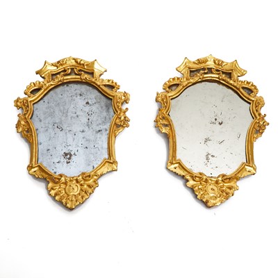 Lot 200 - Pair of Italian Rococo Giltwood Mirrors