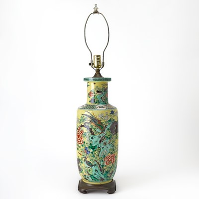 Lot 105 - Chinese Famille Verte Porcelain Lamp