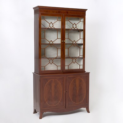 Lot 153 - George III Inlaid Mahogany Bookcase Cabinet