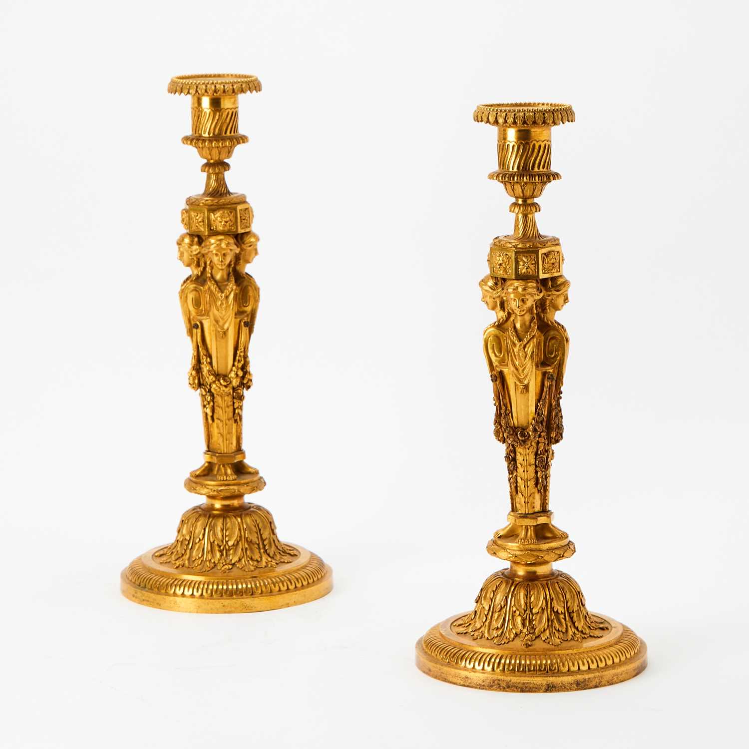 Lot Pair of Louis XVI Ormolu Candlesticks
