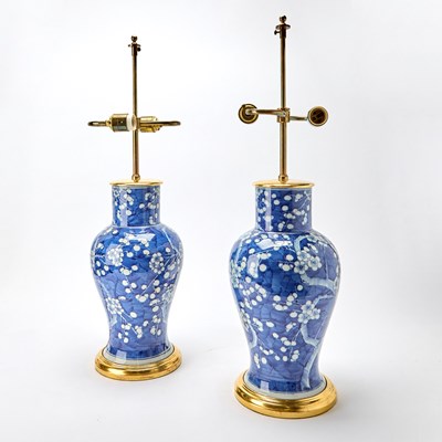 Lot 71 - Chinese Blue and White Porcelain Vases, Converted into Table Lamps