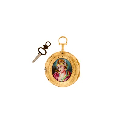 Lot 1200 - Justin Vulliamy Antique Gold, Silver, Enamel and Diamond Pocket Watch