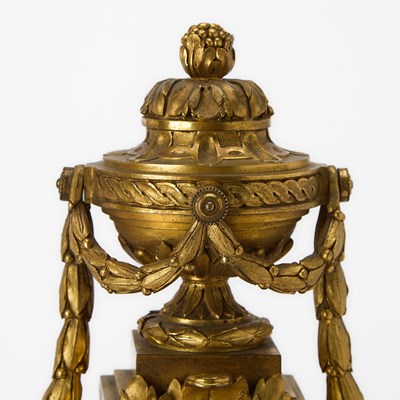 Lot Louis XVI Style Ormolu and Patinated Bronze Lion Clock