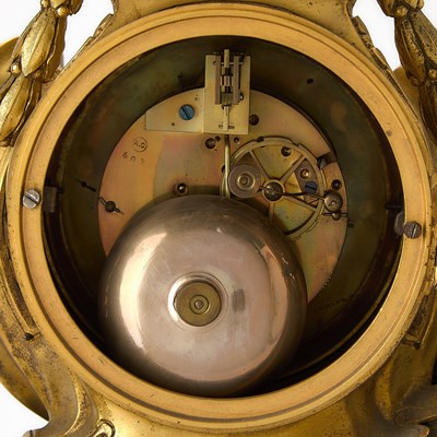 Lot Louis XVI Style Ormolu and Patinated Bronze Lion Clock
