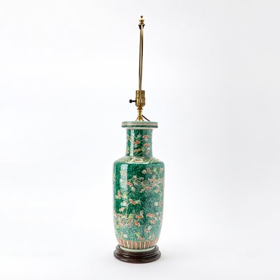 Lot 67 - Chinese Famille Verte Porcelain Rouleau Vase